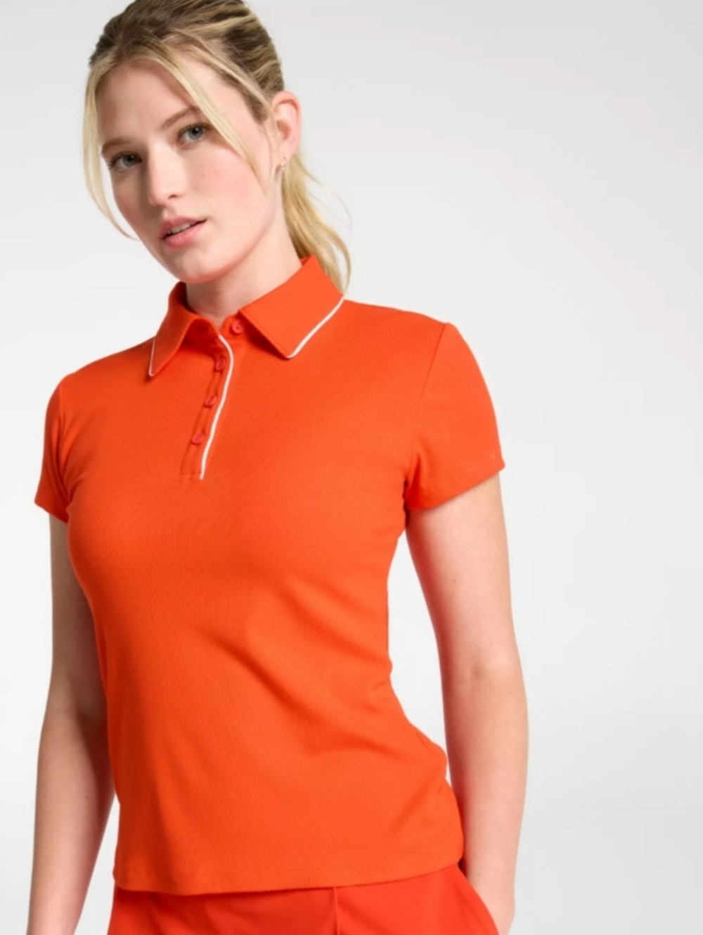 Calia Womens Short-Sleeve Polo Top in Bright Orange
